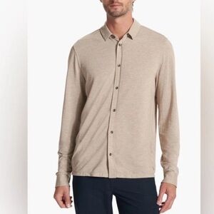 Vouri Long Sleeve Knit Twill Men’s Button Down Camel Heather Size Large